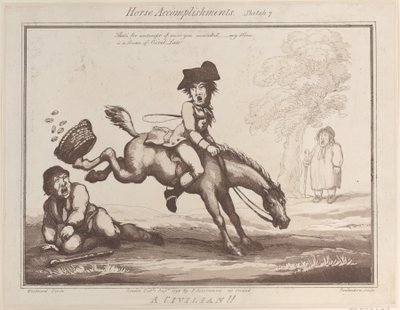 Habilidades del caballo, Boceto 7: ¡Un civil!, 1 de agosto de 1799 de Thomas Rowlandson