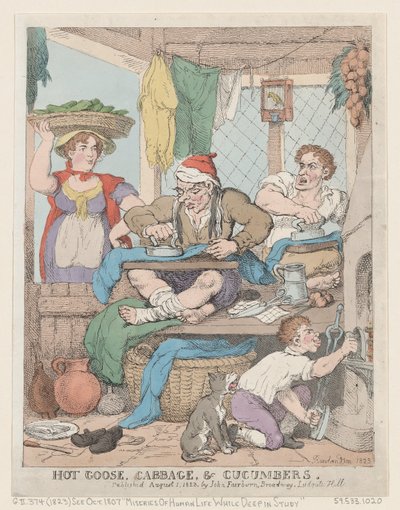 Ganso caliente, repollo y pepinos, 1823 de Thomas Rowlandson