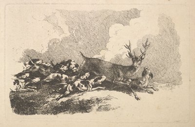 Perros cazando un ciervo, 1784-88 de Thomas Rowlandson
