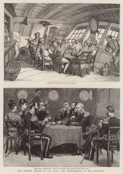 Cómo cambian las costumbres en la Marina, los refrigerios de dos siglos de Thomas Rowlandson