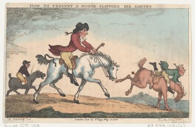 Cómo evitar que un caballo se deslice de sus cinchas, 4 de mayo de 1808 de Thomas Rowlandson
