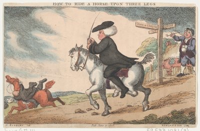 Cómo montar un caballo sobre tres patas, 11 de junio de 1808 de Thomas Rowlandson