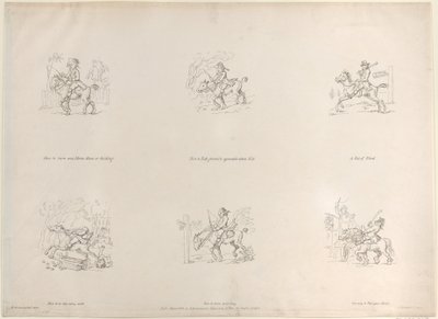 Cómo girar cualquier Caballo, Yegua o Castrado, Cómo montar elegante y agradable cuesta abajo, 1 de marzo de 1803 de Thomas Rowlandson