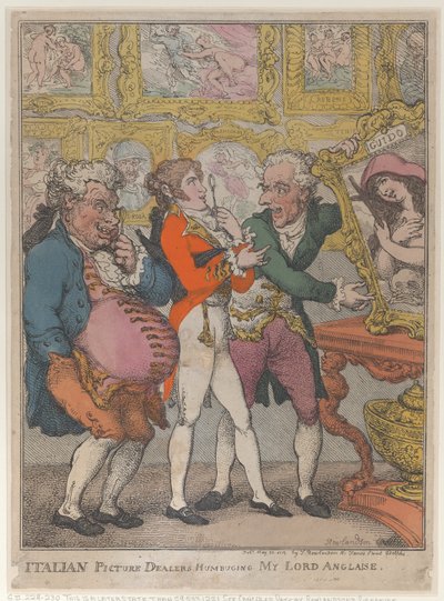 Comerciantes de cuadros italianos engañando a mi lord inglés, 30 de mayo de 1812 de Thomas Rowlandson