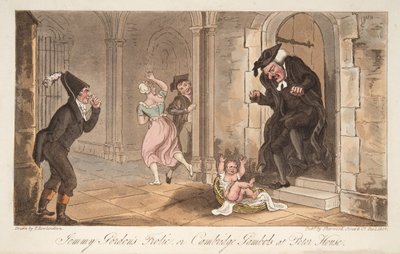 Las travesuras de Jemmy Gordon, o Juegos de Cambridge en Peter House, de The English Spy, pub. 1824 de Thomas Rowlandson