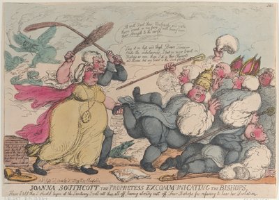 Joanna Southcott la profetisa excomulgando a los obispos, 20 de septiembre de 1814 de Thomas Rowlandson