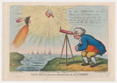 John Bull haciendo observaciones sobre el cometa, 10 de noviembre de 1807 de Thomas Rowlandson