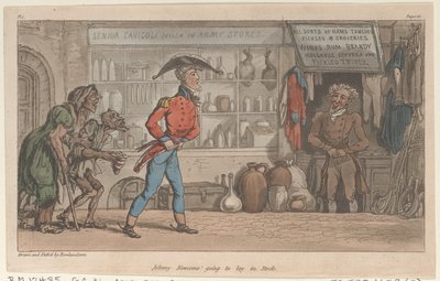 Johnny Newcome va a abastecerse, de Las aventuras militares de Johnny Newcome, 1815 de Thomas Rowlandson