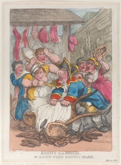 Levantando una brisa o mujeres de carretilla asando a un bedel, 10 de febrero de 1814 de Thomas Rowlandson