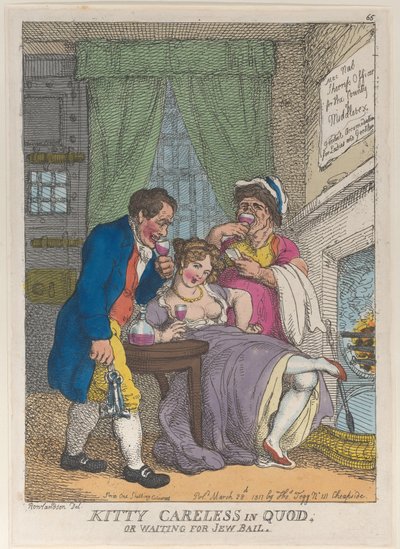 Kitty Careless en Quod o Esperando la Fianza Judía de Thomas Rowlandson