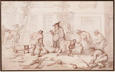 Trabajadores colocando un pavimento de Thomas Rowlandson