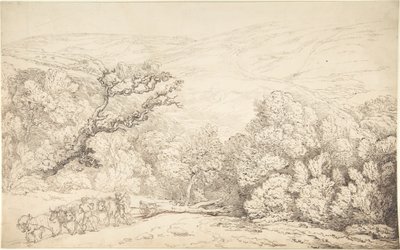 Paisaje con bueyes y un árbol talado de Thomas Rowlandson