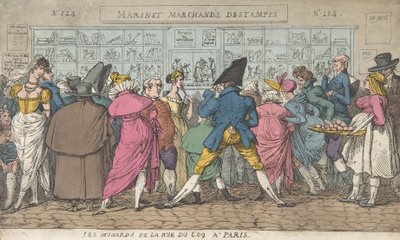 Les Musards de la Rue du Coq en París, ca. 1810 de Thomas Rowlandson