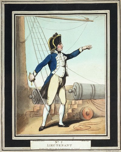 Teniente, guardiamarina de la Royal Navy en el siglo XVIII de Thomas Rowlandson
