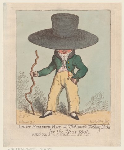 Sombrero de verano ligero y bastones de moda para el año 1801, 10 de julio de 1801 de Thomas Rowlandson