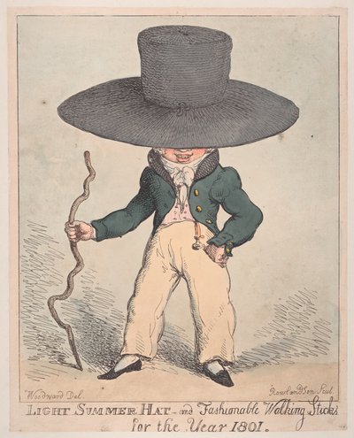 Sombrero de verano ligero y bastones de moda para el año 1801, 10 de julio de 1801 de Thomas Rowlandson