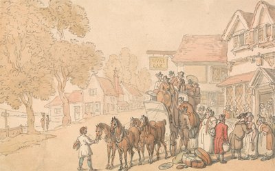 Carga de una diligencia de Thomas Rowlandson