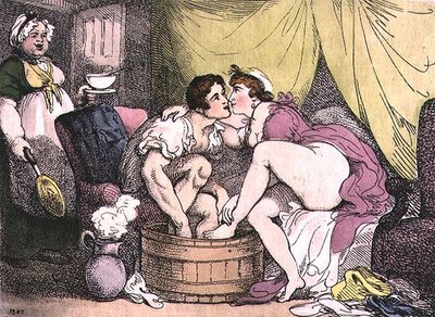 Amor en una bañera o una cura para un resfriado de Thomas Rowlandson