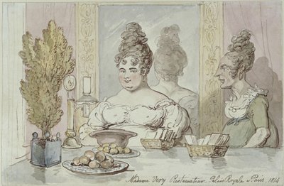 Sra. Véry, restauradora. Palacio Real de París de Thomas Rowlandson