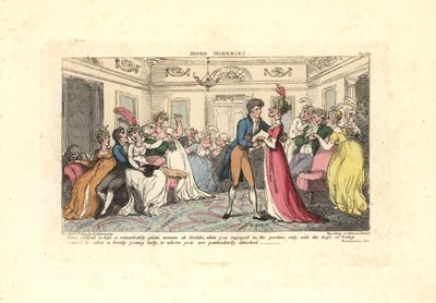 Hombre obligado a besar a una mujer fea en una fiesta de baile de Thomas Rowlandson