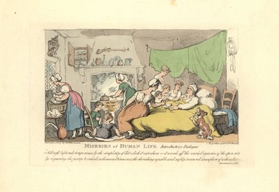 Hombre en su lecho de enfermo rodeado de su esposa, hijos y sirvienta de Thomas Rowlandson