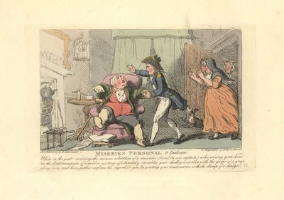 Hombre con gota saludado dolorosamente por un marinero de Thomas Rowlandson