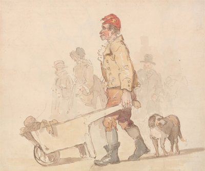 Hombre con carretilla y perro de Thomas Rowlandson