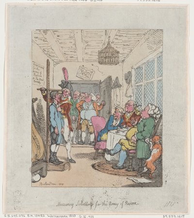 Midiendo Sustitutos para el Ejército de Reserva, 1805 de Thomas Rowlandson