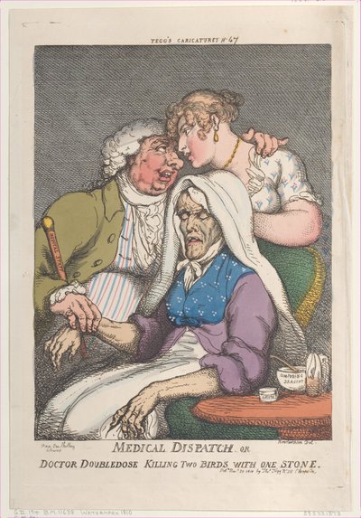 Despacho médico o Doctor Doubledose matando dos pájaros de un tiro, 20 de noviembre de 1810 de Thomas Rowlandson