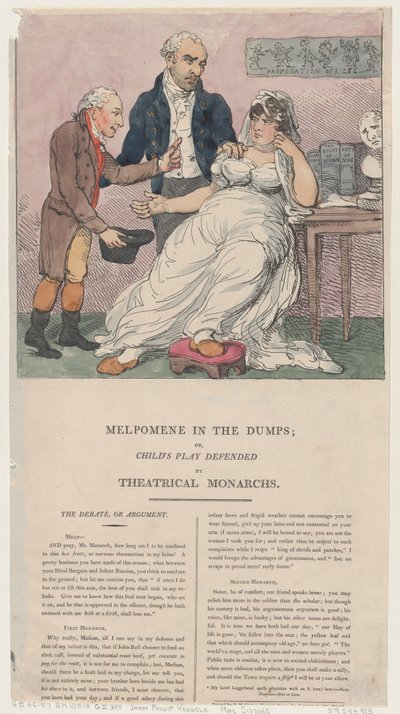 Melpómene en las Penas, o Juego de Niños Defendido por Monarcas Teatrales, 1804 de Thomas Rowlandson