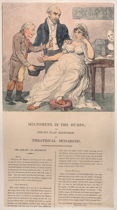 Melpomene en los Vertederos, o Juego de Niños Defendido por Monarcas Teatrales, 1804 de Thomas Rowlandson