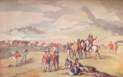 Escena militar: Desembarco de tropas y cañones, 1801 de Thomas Rowlandson