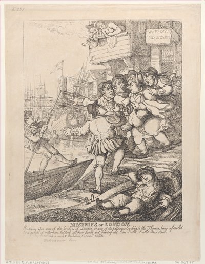 Miserias de Londres: Entrando en cualquiera de los puentes de Londres de Thomas Rowlandson