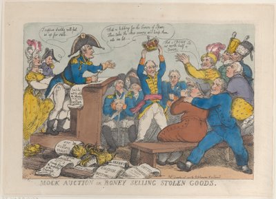Subasta falsa o Boney vendiendo bienes robados, 25 de diciembre de 1813 de Thomas Rowlandson