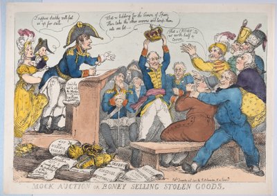Subasta Falsa o Boney Vendiendo Bienes Robados, 25 de diciembre de 1813 de Thomas Rowlandson