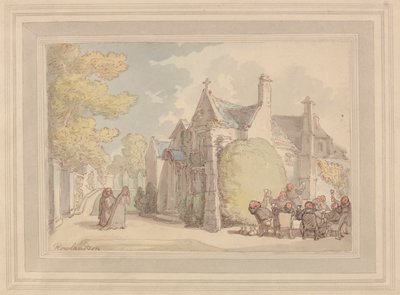 Monjes de juerga fuera de un monasterio de Thomas Rowlandson