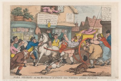 Más desgracias: se rompió el fondo de la vieja botella de whisky del señor Figg de Thomas Rowlandson