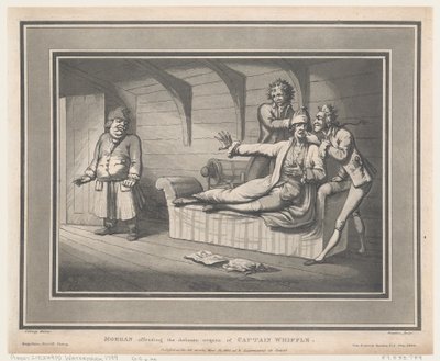 Morgan ofendiendo los delicados órganos del Capitán Whiffle de Thomas Rowlandson
