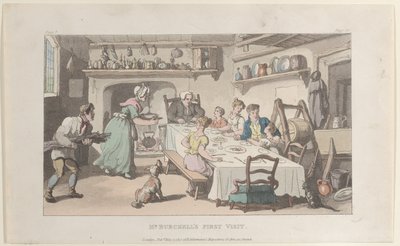La primera visita del Sr. Burchell, de El vicario de Wakefield, 1 de mayo de 1817 de Thomas Rowlandson