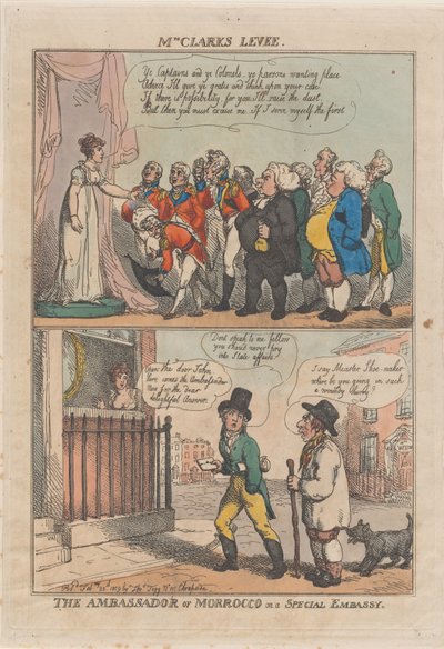 Levee de la Sra. Clark. El Embajador de Marruecos en una Embajada Especial, 20 de febrero de 1809 de Thomas Rowlandson