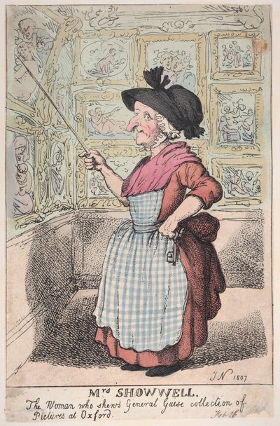 Sra. Showell, la mujer que muestra la colección de cuadros del General Guise, 26 de febrero de 1807 de Thomas Rowlandson