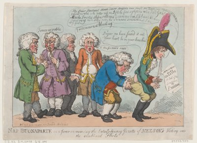 Nap Buonaparte con fiebre al recibir la Gaceta Extraordinaria de Nelson de Thomas Rowlandson