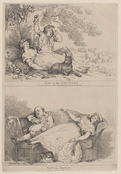 Siesta en el campo, siesta en la ciudad, 1785 de Thomas Rowlandson