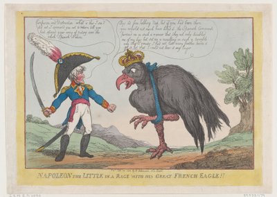 ¡Napoleón el Pequeño enojado con su Gran Águila Francesa!!, 20 de septiembre de 1808 de Thomas Rowlandson