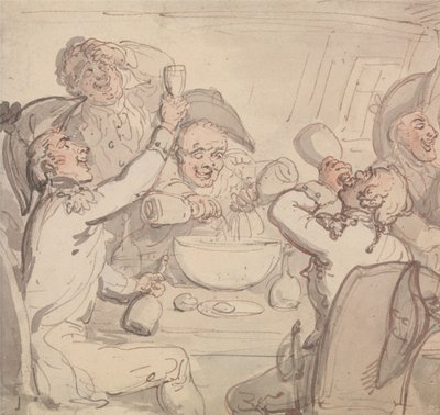 Oficiales de la Armada y un cuenco de ponche de Thomas Rowlandson