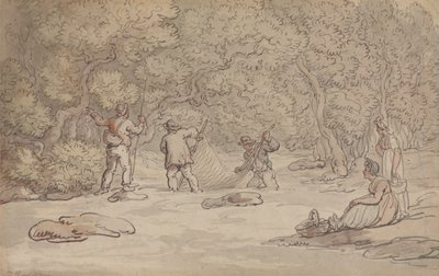 Colocación de una red en un remanso de salmones de Thomas Rowlandson