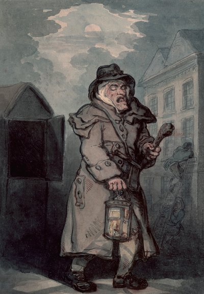 Vigilante nocturno, finales del siglo XVIII de Thomas Rowlandson
