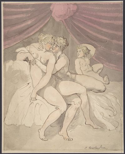 Pareja desnuda abrazándose de Thomas Rowlandson
