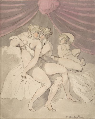 Pareja desnuda abrazándose, 1780-1827 de Thomas Rowlandson