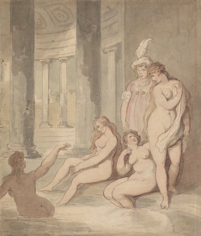 Ninfas en unas termas romanas de Thomas Rowlandson